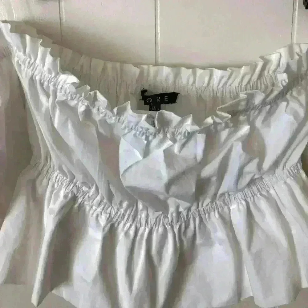 Apricot Lane White Over the Shoulder Crop Top S - Picture 6 of 8
